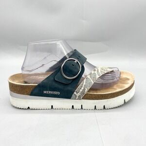 Mephisto Womens 42 11 Vik Sandal Navy Nubuck Snake Slide Platform Thong Slip On
